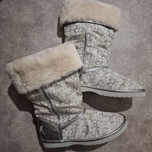 Coach Fur Print Boots Size 7